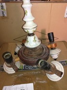 Żyrandol drewno ceramika PRL