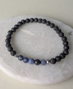 Bransoletka męska unisex z kamieni sodalit lawa wulkaniczna hematyt 