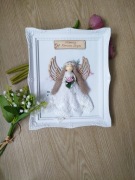 Pamiątka Komunii Świętej Anioł w ramce 