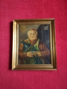 Stary obraz na płótnie sygnowany portret 