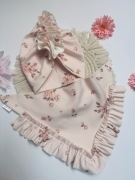 Nowy zestaw dwuwarstwowy turban czapka chustka z falbanką handmade micio