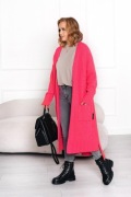 Kardigan damski Basic długi róż fuksja  klasyka nowość 