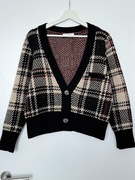 Krótki kardigan sweter w kratę Neon & Nylon Only rozmiar L