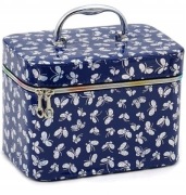 Kuferek kosmetyczka 23x17x15cm granatowa w motylki