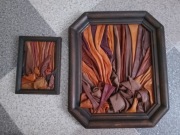 Obraz ze skóry 2 sztuki Kwiaty