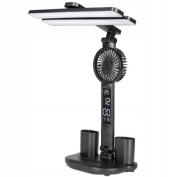 LAMPKA NA BIURKO BIURKOWA NOCNA LED z wiatrakiem zegarem 