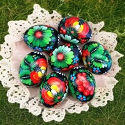 Drewniane jajka wielkanocne ręcznie malowane 6 cm