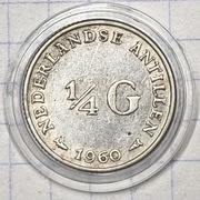 01065 Antyle Holanderskie 1/4 guldena 1960 srebro 