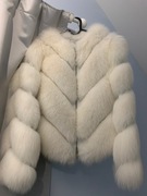 Zimowe białe skórzane futerko - ŚLUB, SYLWESTER