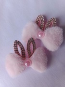 spinki z kokardkami i uszami. Kolor: różowy