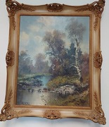 Obraz olejny na płótnie, przedstawiający krajobraz natury.