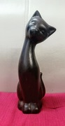 DUŻY Kot Ceramiczny 25 cm Vintage RĘKODZIEŁO BRĄZ