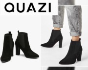 Quazi Skórzane botki sztyblety na słupku Skóra naturalna Stan BDB