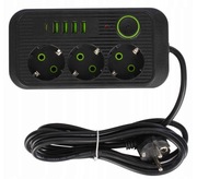 PRZEDŁUŻACZ listwa zasilająca 2m 3 gniazda + 5x USB