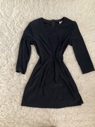 vintage czarna sukienka z dlugim rękawem elegancka M L oversize 