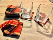 Zestaw 2 szklanki i 6 podstawki Johnnie Walker vintage