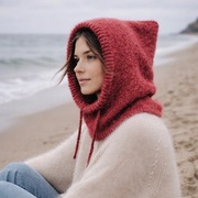 Delikatna balaclava kominiarka kaptur czapka alpaka jedwab ręczna robota