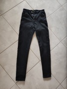 spodnie dżinsy rurki jeansy elastyczne suwaki kieszenie wysoki stan