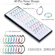 40 szt Kolczyki Kolczyk kółko do nosa Piercing Biżuteria ze stali nierdzewn