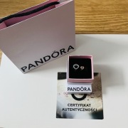 Charms Pandora serce różowe złoto srebro komplet