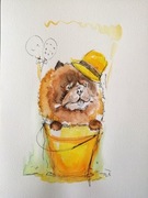 Akwarela A4 obrazek Chow Chow