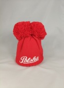 Czapka dla kibica, dwa pompony, czerwona, nowa