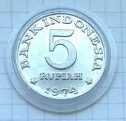 #2127 Indonezja 5 rupii 1974 UNC