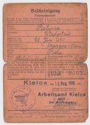 Bescheinigung Karta pracy Kielce 1941