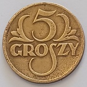 5 gr groszy 1923 r.  kolor mosiądzu waga 3,3 g
