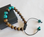 Bransoletka brązowo turkusowa