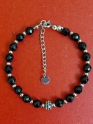 Bransoletka Kamień naturalny Onyks Stal 18cm