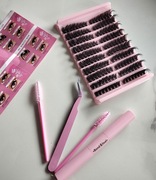 Rzęsy bondingowe zestaw z klejem KOCIE OKO, sztuczne rzęsy, kępki 