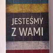 Drewniany plakat "Jesteśmy z wami"