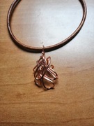 Wisiorek, naszyjnik z miedzi. Rękodzieło.