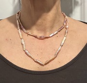 Naszyjnik fioletowo-różowe perły naturalne barokowe 89 cm w złocie 14K GF