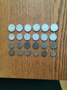 Monety PRL 107 każda z inną datą wydania 