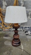 Lampka drewniana z materiałowym kloszem Nocna Gabinetowa Rustykalna 