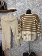 Dres komplet dzianinowy brązowy sweterkowy turecki biust 120 uniwersalny