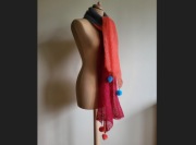 Szal mohair angora, pomarańczowy – szary - czerwony