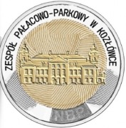 5zł przedsprzedaż. 6monet z 3 folderami Zespół Pałacowo-Parkowy w KOZŁÓWCE 