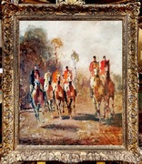 Z prywatnej kolekcji: Polowanie par force, sygnowany Ludwig Gschossmann