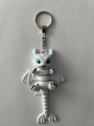 Brelok smok 3D biały ruchomy ogon antystresowy do kluczy 