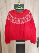 185 Czerwony ciepły sweter rozmiar L