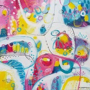 „To już lato” - abstrakcja - obraz akryl/ płótno 30x30 - Marlena Rakoczy