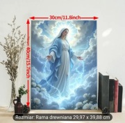 Maryja Obraz święty na płótnie ramka drewno Obraz religijny Maria 40cm 30cm