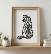 Kot Geometryczny Panel 3D na ścianę – Ozdoba Loft HANDMADE