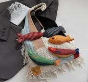 Torba z rybami na ramię kremowa