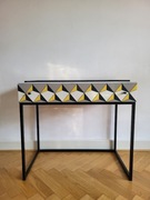 Małe biurko, konsola, toaletka, ręcznie malowany wzór, vintage, retro