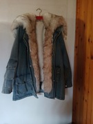 KURTKA JEANSOWA  ZIMOWA OVERSIZE ODPINANE FUTRO S