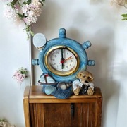 Figurka zegar z pieskiem ozdoba do domu pokoju na baterie ceramiczny zegar